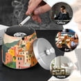 thumbnail image 4 of Yayeee Ashtray with Lid for Cigarette Smokeless Stainless Steel Home Ash Holder, Pink Cityscape Painting, 4 of 7
