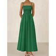 thumbnail image 3 of Women'S Summer Maxi Dresses Beach Sundress Casual Spaghetti Strap Smocked Swing A Line Long Flowy Dress Dark Green L, 3 of 5