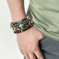 thumbnail image 6 of Huepoe 5Pcs Braided Bracelet Set - Bohemian Wooden Bead, Turtle Pendant, Faux Turquoise Stone, Unisex Wrist Jewelry for Women Men, 6 of 7