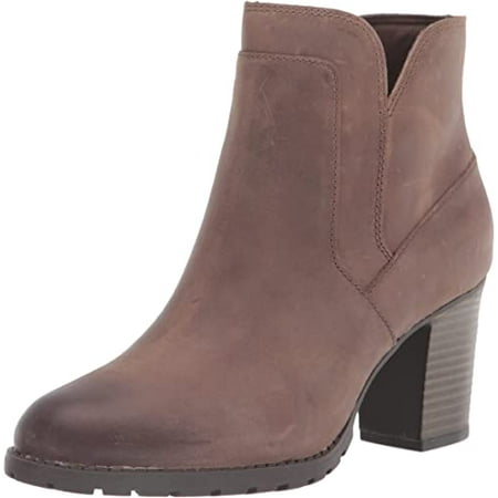 Clarks womens Verona Step Fashion Boot, Dark Taupe Leather, 6.5 US