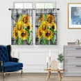thumbnail image 2 of Barn Door Sunflower Floral Kitchen Curtains - Rustic Vintage Wooden Board Flowers Farmhouse Decor Short Curtains for Dining Room Rod Pocket Window Drapes 2 Panels Set, 28"x36", 2 of 5