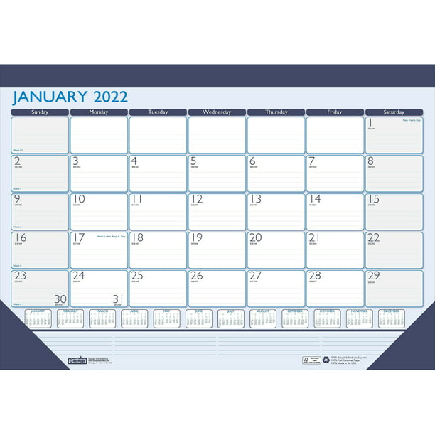 House of Doolittle 2022 17" x 22" Desk Pad Calendar Contempo Blue/White