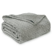 Better Homes & Gardens Oversized Velvet Plush Throw Blanket, 50" x 70", Gray Herringbone