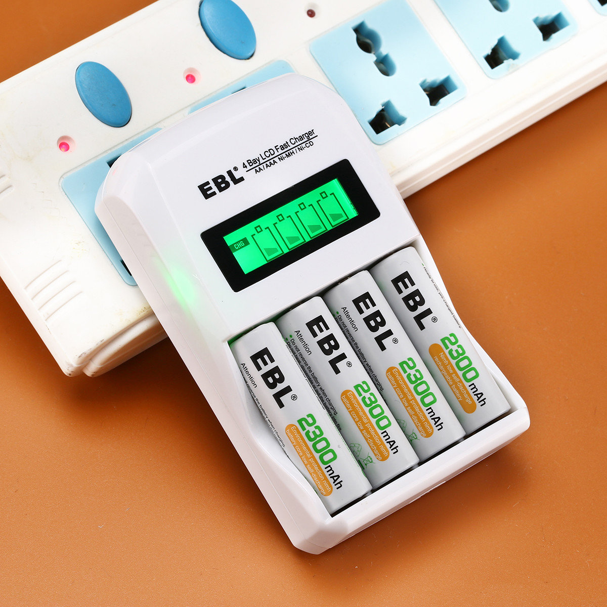 EBL 8-Pack Rechargeable AA Batteries with LCD Battery Charger for AA AAA Ni-MH Ni-CD Batteries