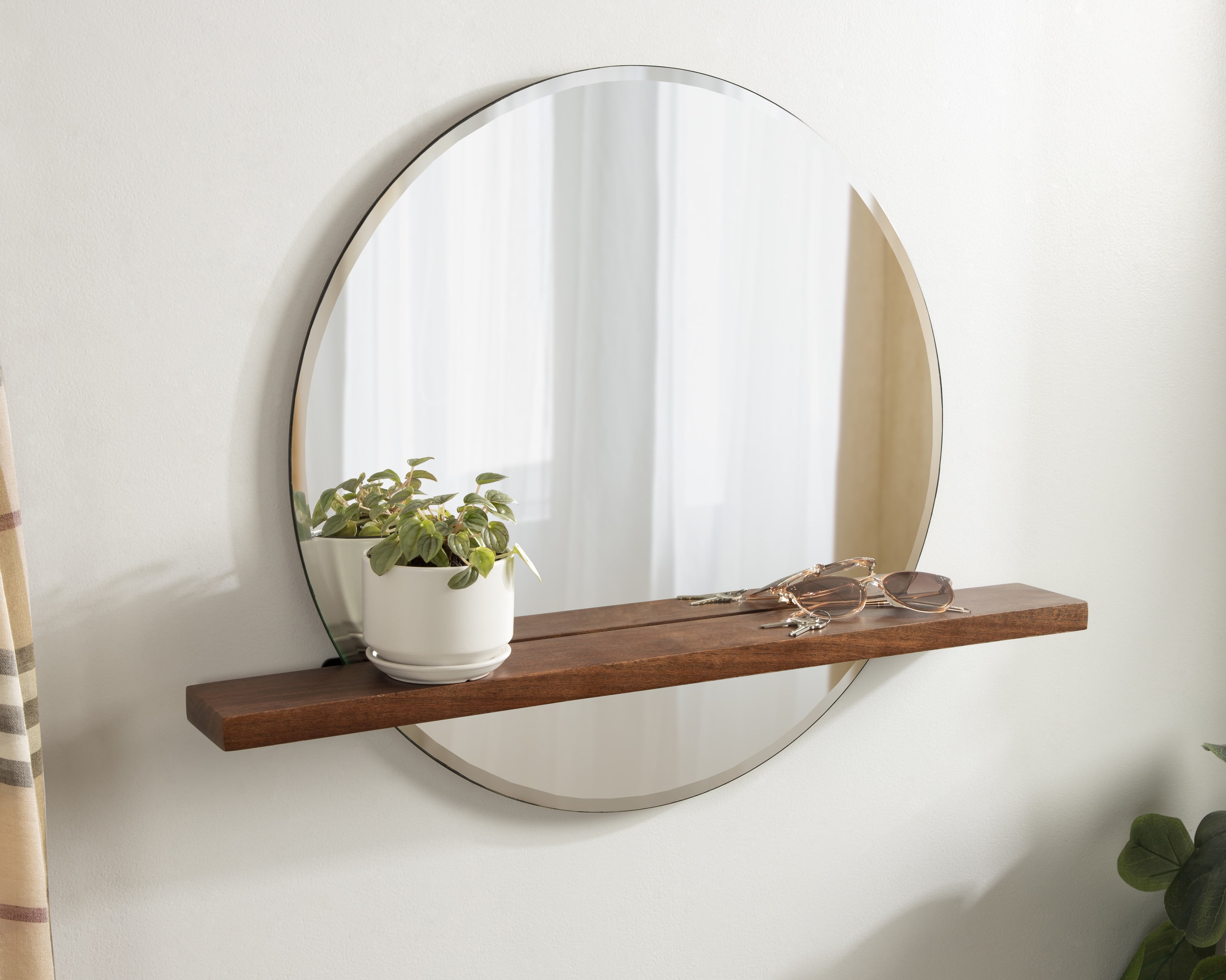 Buy Wholesale China Round Wall Frameless Mirror With Shelf For