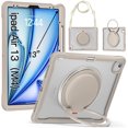 thumbnail image 2 of XYX for iPad Air 13 inch Case (M4 2026/M3 2025/M2 2024), 360 Rotating Hand Grip, Shoulder Strap, Heavy Duty Drop Protection, Khaki, 2 of 7