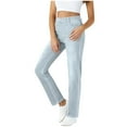 thumbnail image 2 of Straight Leg Faux Jeans for Women Stretchy Pull on Jeggings Trendy Tummy Control High Waisted Denim Pants, 2 of 7