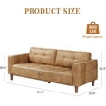 thumbnail image 2 of Garvee 83 Inch Faux Leather 3-Seater Sofa Couch with Spring Cushions, Deep Seats, and Removable Back Cushions, Modern Sofa for Living Room, Bedroom, Apartment, or Office, Brown, 2 of 7