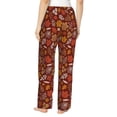thumbnail image 2 of JUNZAN Autumn Warm Tone Maple Leaf Women's Pajama Pants Drawstring Comfy Sleep Bottoms with Pockets-Medium, 2 of 7