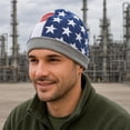 thumbnail image 2 of Flame Resistant FR Reversible Beanie Caps - US Flag / Light Grey - 100%C - 16 oz - Small, 2 of 4