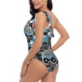 thumbnail image 6 of Balery Blue Excavator One Shoulder Swimsuits for Women Ruffle Swimsuits Tummy Control One Shoulder Bathing Suits-XX-Large, 6 of 8
