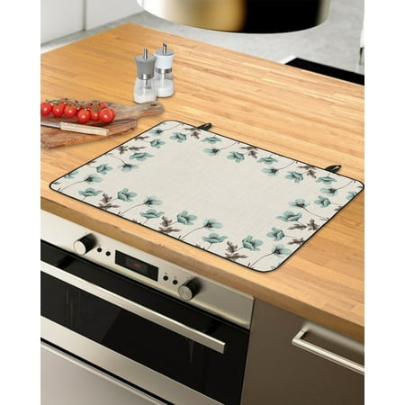 

Spring Floral Stove Top Covers for Electric Stove Heat Insulation Fireproof Glass Cooktop Cover Counter Top Glass Stove Cover 24 x21 Teal Tulip Summer Flowers Botanical Rustic Burlap