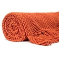 thumbnail image 2 of Chanasya Textured Knitted Super Soft Throw Blanket With Tassels Cozy Plush Lightweight Fluffy Woven Blanket for Bed Sofa Chair Couch Cover Living Bed Room Orange Throw Blanket (50x65 Inches) Orange, 2 of 2
