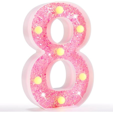 

Marquee Numbers Lights Light Up Numbers Battery Powered Glitter Lighted Numbers For Birthday Party Shiny Led Numbers For Christmas Wedding Home Bar Decoration Pink Number 8