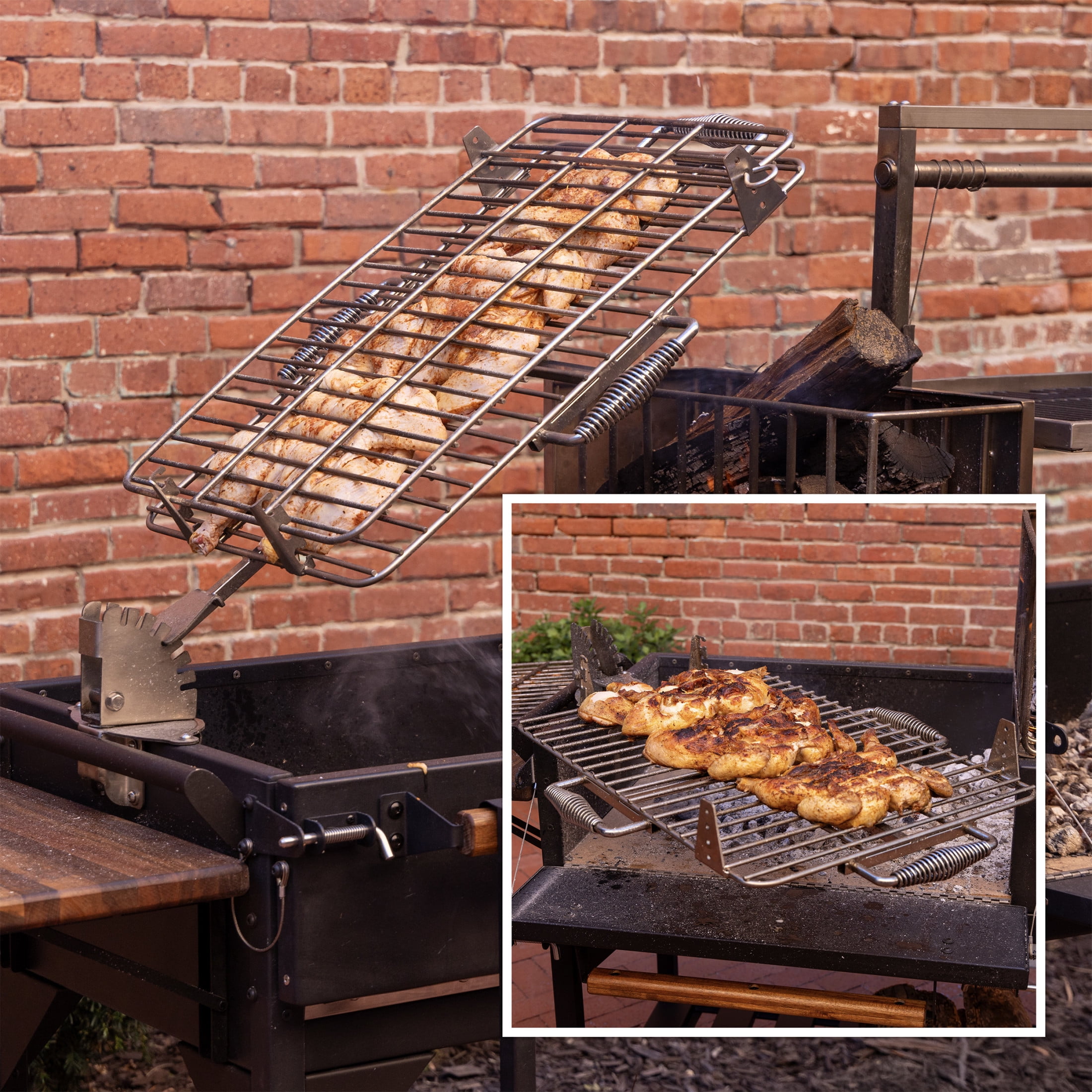 Backyard Discovery Argentine Santa Maria XL Wood Fire & Charcoal Steel Grill, Asado Clamp