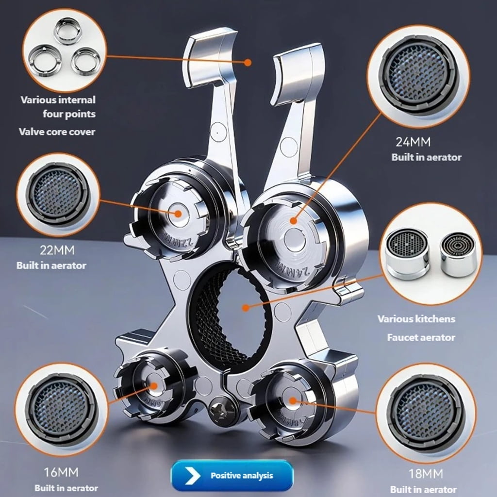 Faucet Caches Aerators Splash Proof Tap Bubblers with Aerator Key Wrench