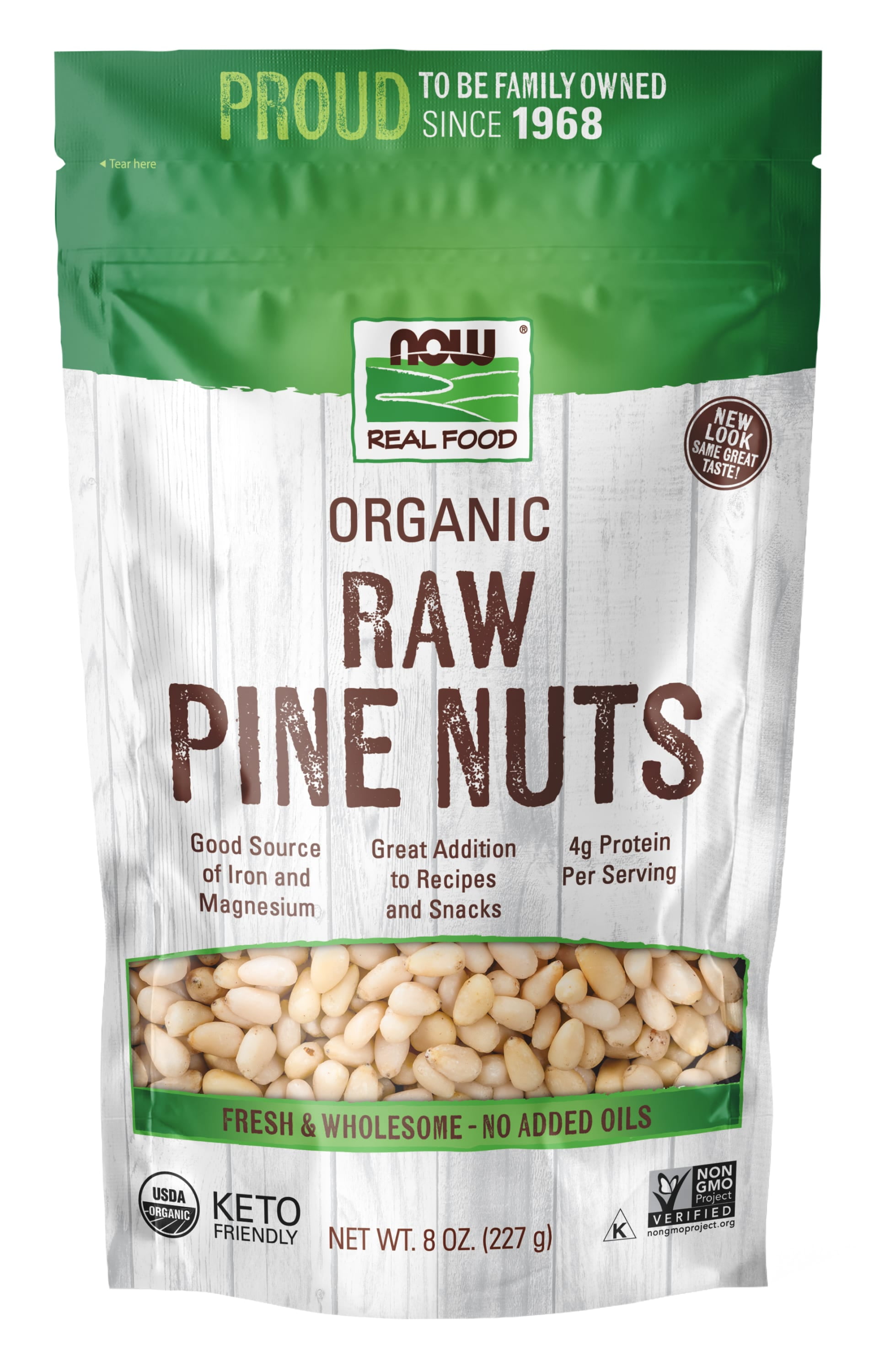 NOW Foods, Certified Organic Pine Nuts, Raw and Non GMO, 8 Ounce