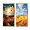 thumbnail image 2 of Designart "Romantic Sunset Amidst Rural Wheatfield I" Meadow Framed Wall Art Set Of 2 - Traditional Yellow Framed Wall Art Set Of 2, 2 of 6