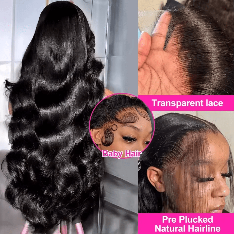 HD Body Wave Lace Front Human Hair Wigs 13x6 Lace Frontal Wig Pre Plucked With Baby Hair Brazilian Virgin Human Hair For Women's Daliy Wear 200% Density Glueless Wigs