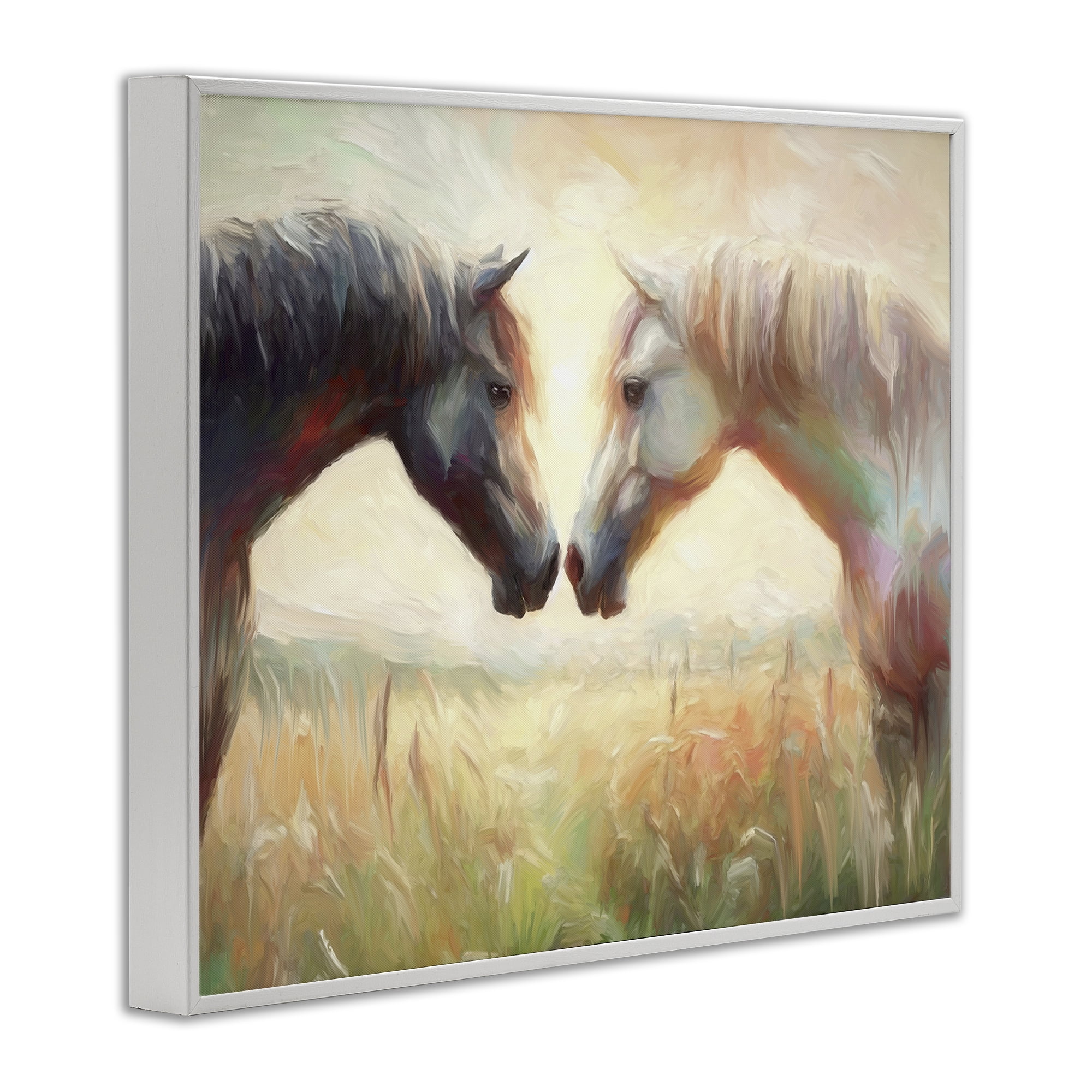 Stupell Industries Sunlit Horse Pair Animals & Insects Painting White Framed Art Print Wall Art, 30 x 24