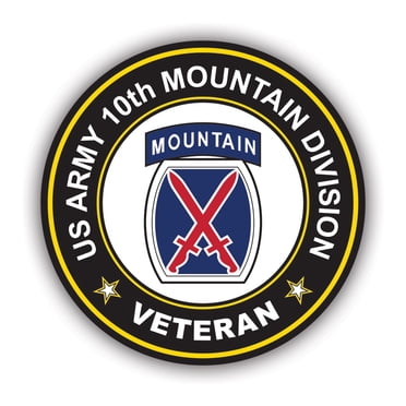 10th Mountain Division Veteran Die Cut Vinyl Sticker - Mountain Warfare - 4x4 Inches