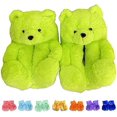 thumbnail image 1 of Teddy Bear Slippers For Women, Cute Indoor Non-Slip Warm Slippers(Green), 1 of 7