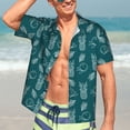 thumbnail image 5 of Lsque Tropical Pineapple pattern Hawaiian Shirt for Men, Unisex Summer Beach Casual Short Sleeve Button Down Shirts-X-Large, 5 of 9
