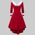 thumbnail image 4 of Vestido de invierno de Navidad para mujer, elegante vestido de manga larga abullonada con cuello de piel sintética, traje Midi para fiesta de Navidad y Año Nuevo, 4 of 4