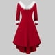 thumbnail image 4 of Vestido de invierno de Navidad para mujer, elegante vestido de manga larga abullonada con cuello de piel sintética, traje Midi para fiesta de Navidad y Año Nuevo, 4 of 4