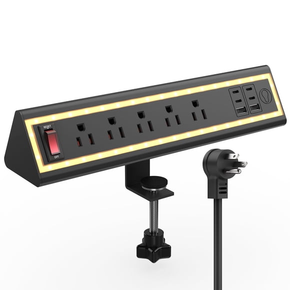 Regleta de enchufes NYYTGE con abrazadera para escritorio, carga rápida de 40 W, ajuste de 1,69"