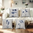 thumbnail image 5 of Pbobriich Gray Throw Pillow Covers Set of 4 Grey and Blue Modern Floral Couch Sofa Decorative Pillow Cases Cushion Home Decor Square 20"x20" Inches, 5 of 5