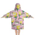 thumbnail image 2 of Pink Hedgehog Rose Pattern Blanket Hoodies for Kids 6-13YR Oversize Wearable Blanket Hoodies for Boys Girls Teens, 2 of 7