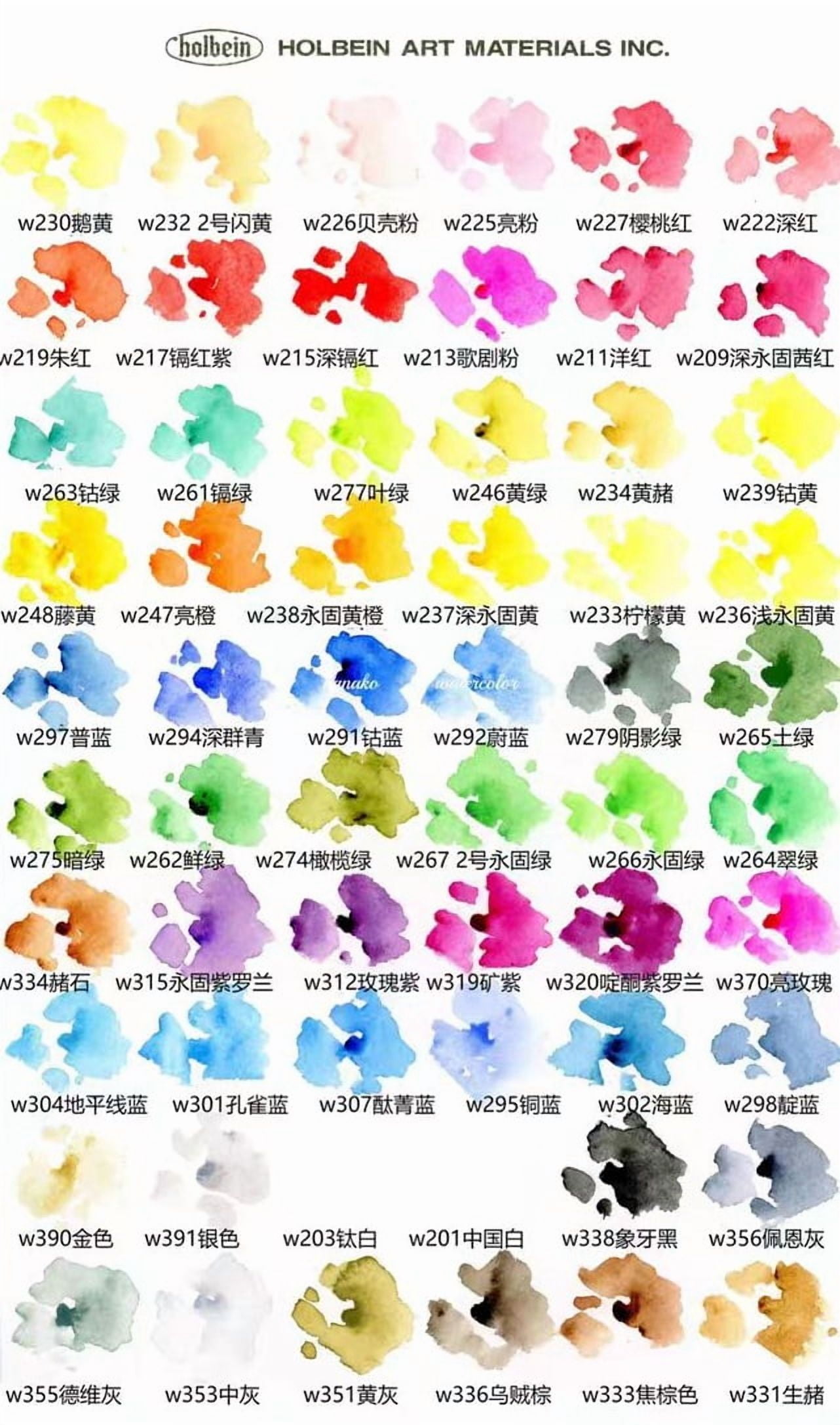 Holbein Artist Handmade Watercolor 60 Colors 1ml Iron Box+Color Card for Adult Artist Student