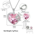 thumbnail image 6 of Juwaliy Women Heart Necklace Butterfly Rose Flower Pendant October Birthstone Tourmaline Pink Jewelry 925 Sterling Silver Mother Wife Girlfriend Valentines Gift, 6 of 9