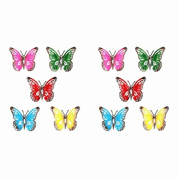 10X Colorful 3D Metal Butterfly Yard Decor Hollow Out Garden Large Decorative Wall Art Fence Sculpture