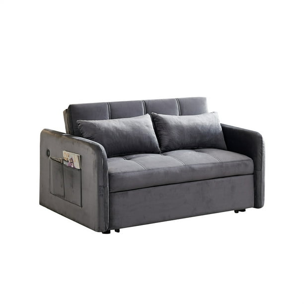55.5" Twins Pull Out Sofa Bed, 3 in 1 Convertible Loveseat Sofa Couch
