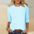 thumbnail image 2 of Blouses pour Femmes T-Shirt Ample Uni Mi-Longueur Manches 3/4 Blouse Col Rond Décontracté, Blouses pour Femmes T-Shirts pour Femmes, Blouses pour Femmes Décontractées, 2 of 6