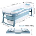 thumbnail image 3 of Tereitr 56 Inch Foldable Bathtub for Adults | Large Collapsible Soaking Tub with Storage Basket & Back Cushion, Portable Freestanding Tub for Hot/Ice Baths (Blue), 3 of 7