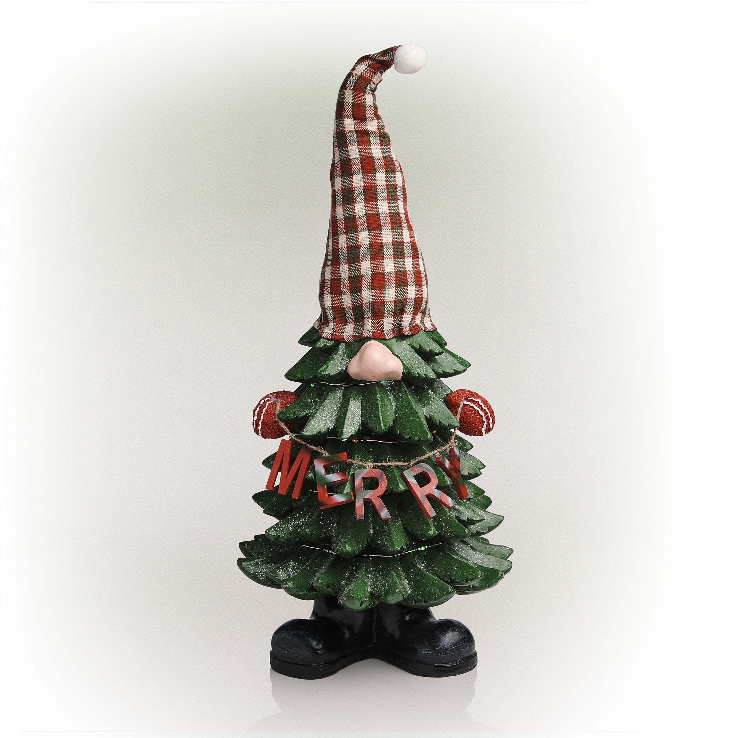Alpine LED Multicolored Gnome Christmas Merry Tree Figurine 28 in.