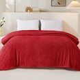 thumbnail image 4 of Whale Flotilla Fuzzy Fleece Twin Size Blanket for Bed, Soft Fluffy Jacquard Waffle Blankets for All Season, Lightweight and Warm, 60x80 Inch, Red, 4 of 11