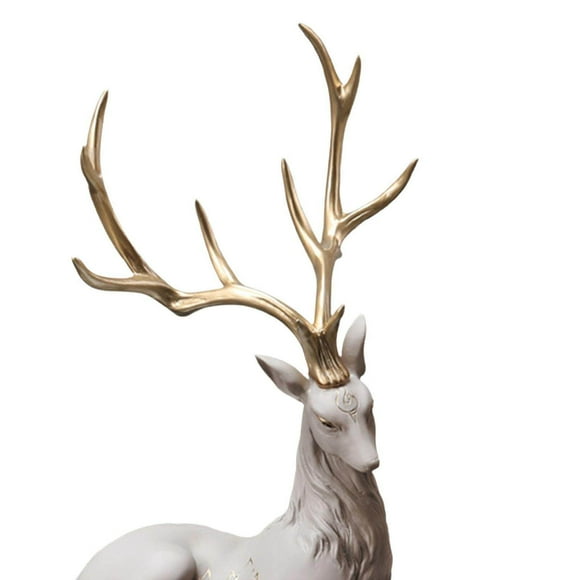 xinxixnxx Creative Reindeer Ornament Figurine Craft Elk Sculpture Bedroom Desk Gold Antler Lying