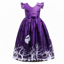 5-10T Girls Witch Cosplay Dress Halloween Pumpkin Fancy Princess Dress