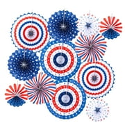 SKYSONIC Patriotic 4th of July Decorations - USA Themed Party Supplies - Patriotic Hanging Paper Fans for 4th of July, Memorial Day, Veterans Day - Set of 12 Colorful Decorations