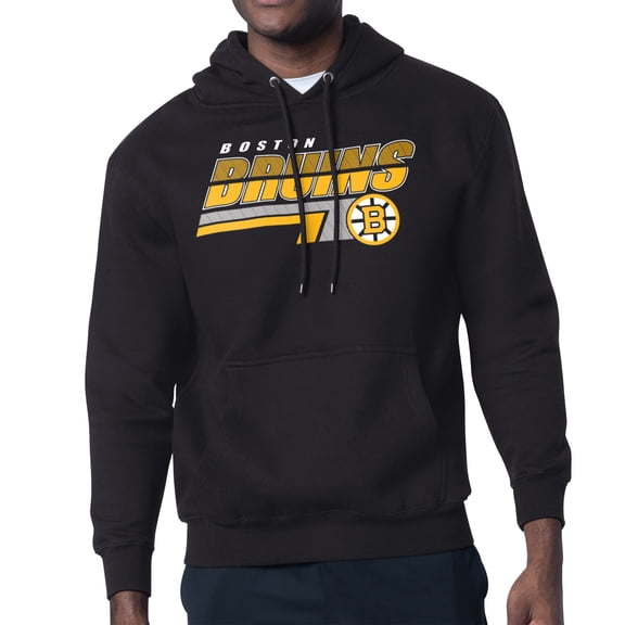 Men's Starter Black Boston Bruins Logo Push Fleece Hoodie