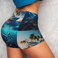 thumbnail image 4 of Logiee Hawaiian Ship Dolphin Print Women's Biker Shorts,Workout Gym Shorts,Scrunch Shorts,Tummy Control Hidden Scrunch Running Yoga Shorts-Medium, 4 of 8