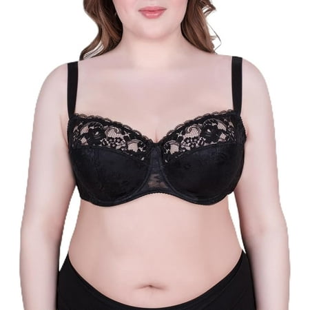 MILAVITSA Bra with Underwire  Balconette with Lace and Extra Support  Black  Size 34B