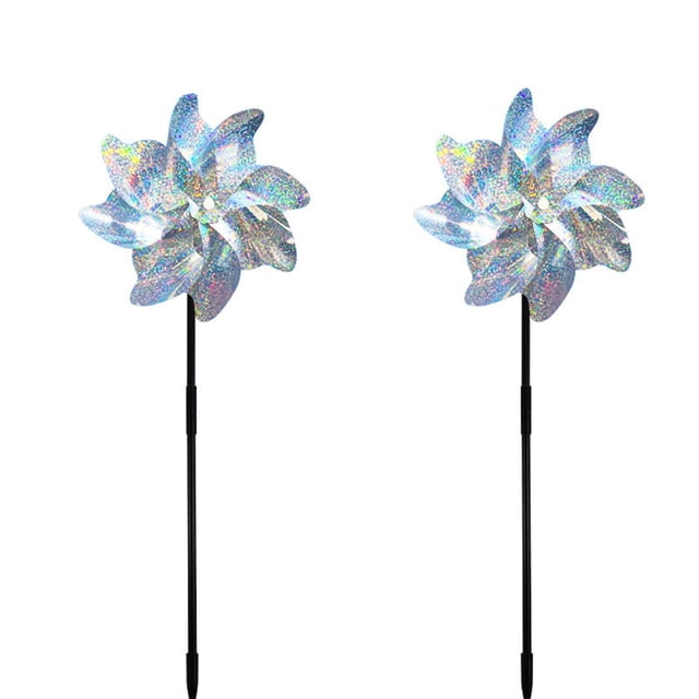 Toystoory Spinner de viento para espantar pájaros, 2 uds., exclusivo, repele pájaros y mejora el efecto de decoración del jardín, es obvio Jardín y Patio Plata