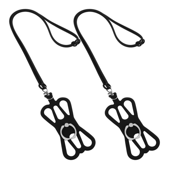 Raindrops Universal Cell Phone Lanyard, Black Silicone, Secure and Comfortable, 2Pcs