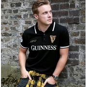 Guinness Mens 59 Stripe Collar Black Polo Shirt 100% Cotton