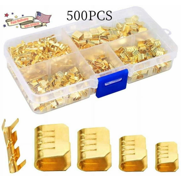 500 Pcs U Shape Copper Ring Terminals Crimp Kit-Non-Insulated Assortment USA